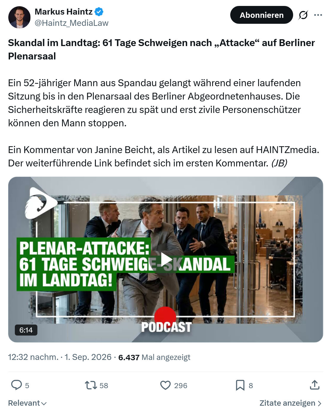 Markus Haintz: Skandal im Landtag...