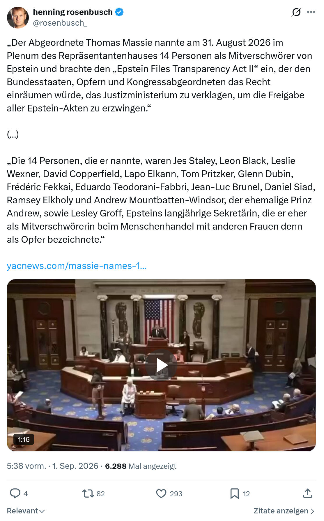 henning rosenbusch: Der Abgeordnete Thomas Massie...