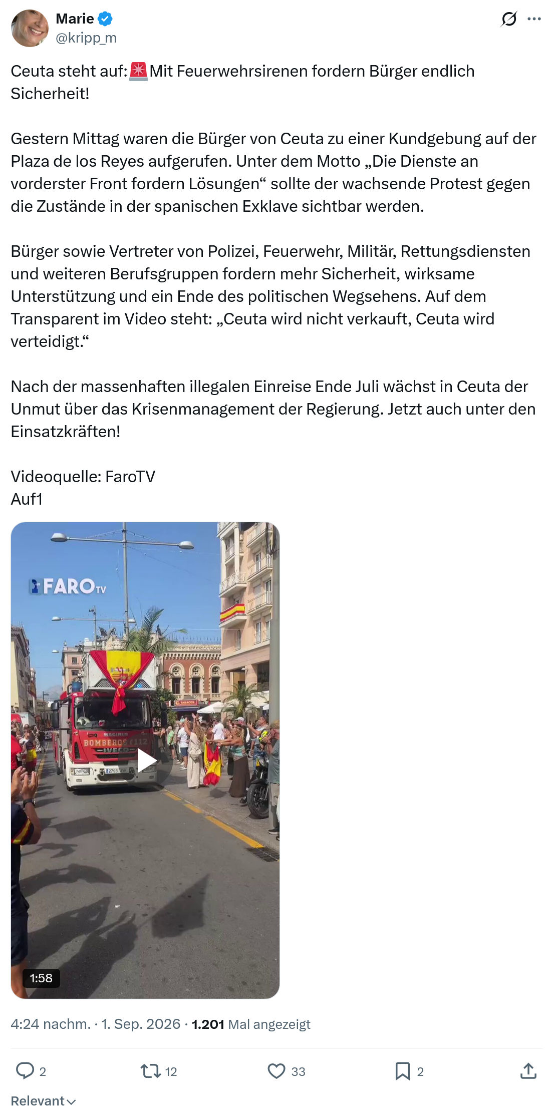 Marie kripp: Ceuta steht auf...