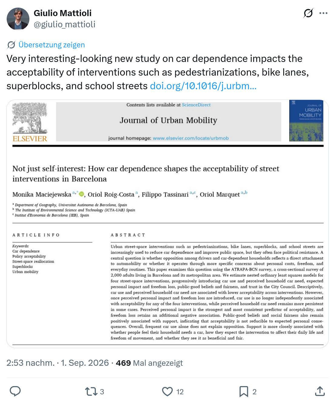 Giulio Mattioli: Very interesting-looking new study...