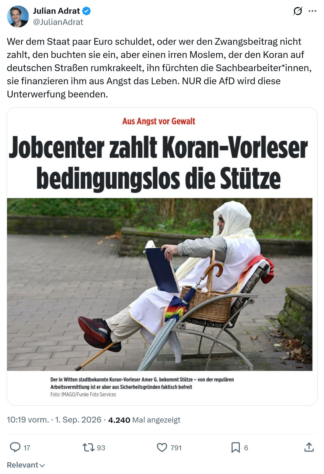 Julian Adrat: Wer dem Staat paar Euro schuldet...