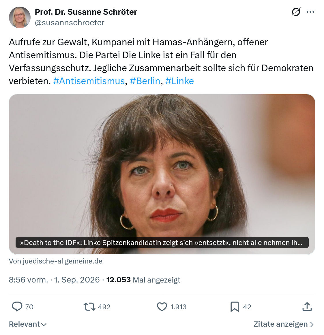 Susanne Schröter: Aufrufe zur Gewalt...