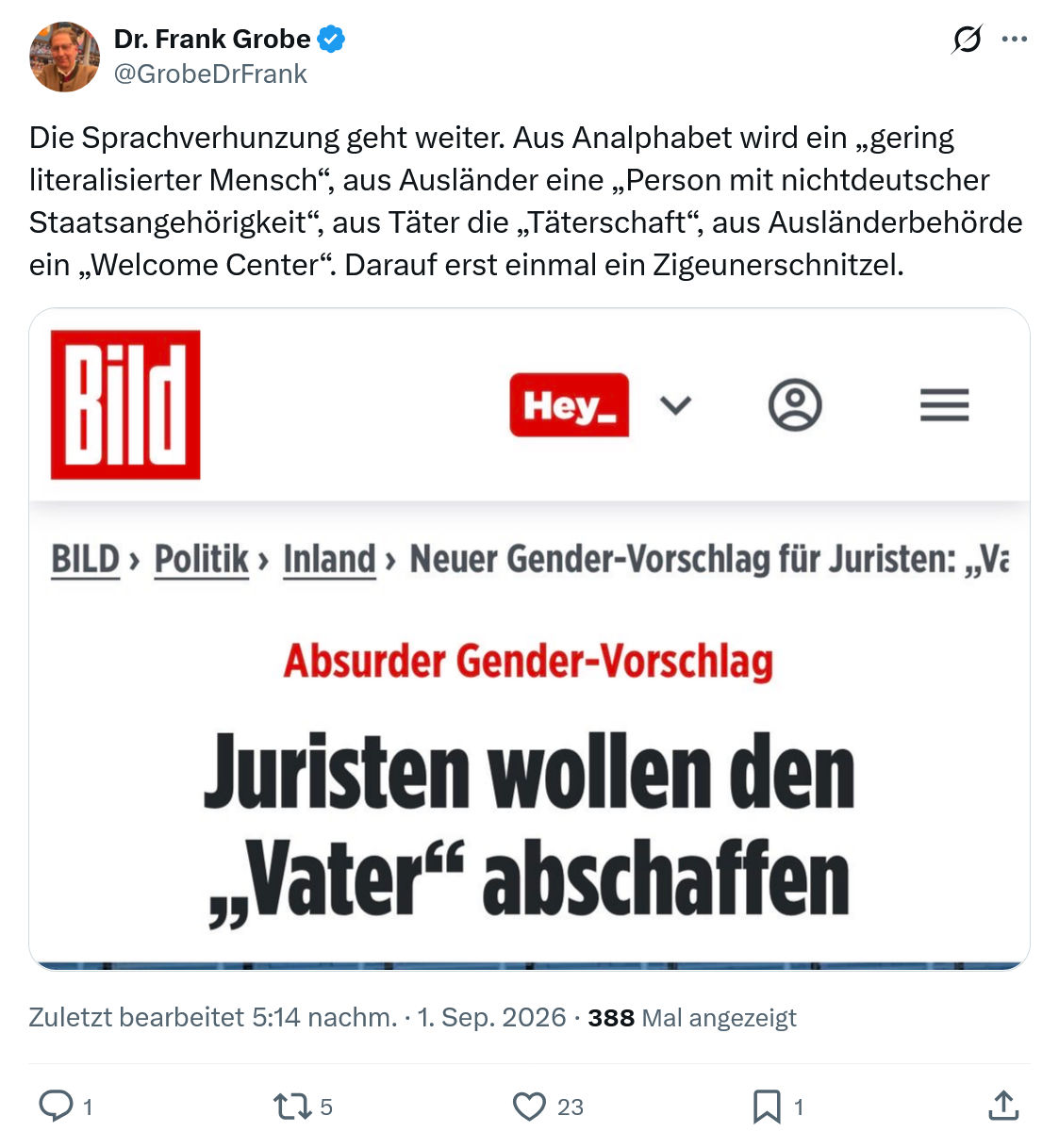 Frank Grobe: Die Sprachverhunzung geht weiter...
