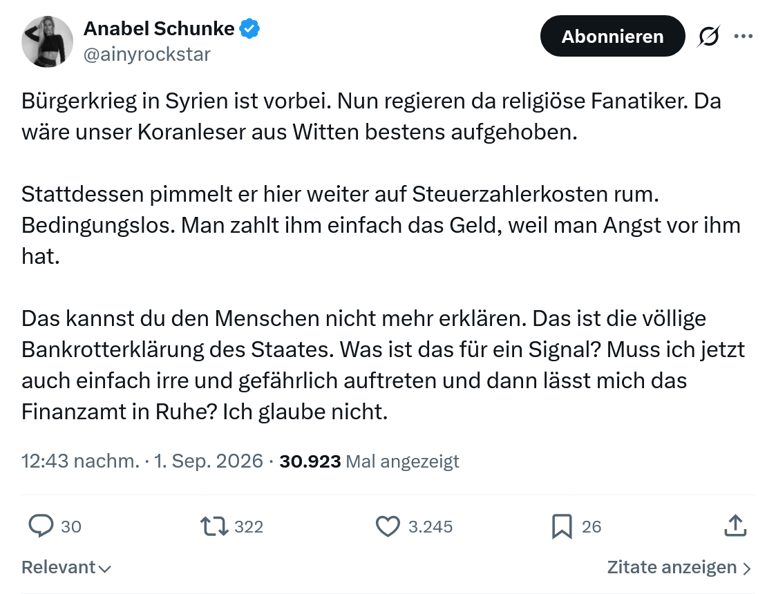 Anabel Schunke: Bürgerkrieg in Syrien ist vorbei...
