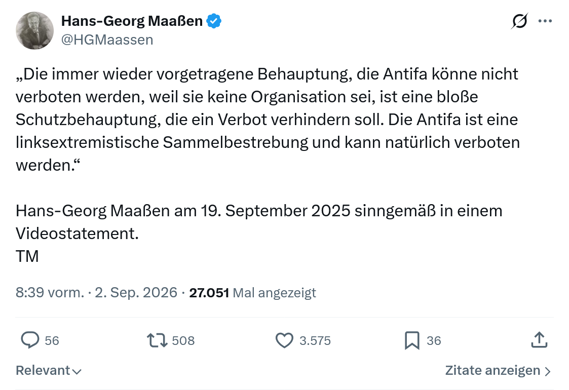 Hans-Georg Maaßen: Die immer wieder vorgetragene Behauptung...