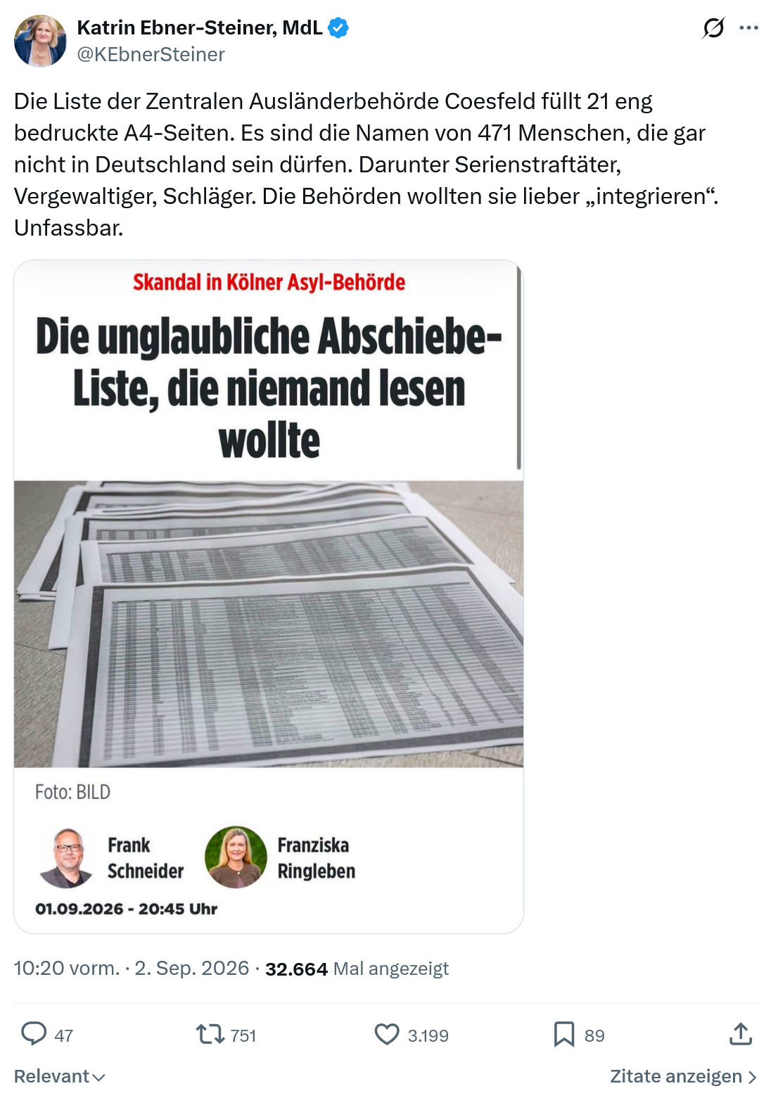 Katrin Ebner-Steiner: Die Liste der Zentralen Ausländerbehörde...