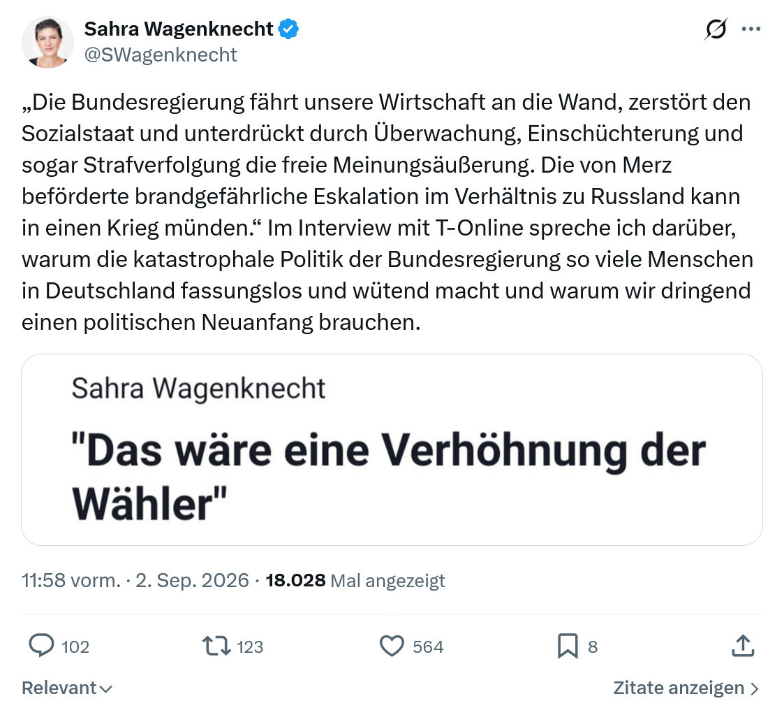 Sahra Wagenknecht: Die Bundesregierung fährt unsere Wirtschaft...