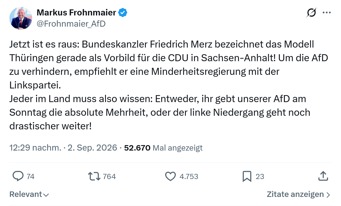 Markus Frohnmaier: Jetzt ist es raus...