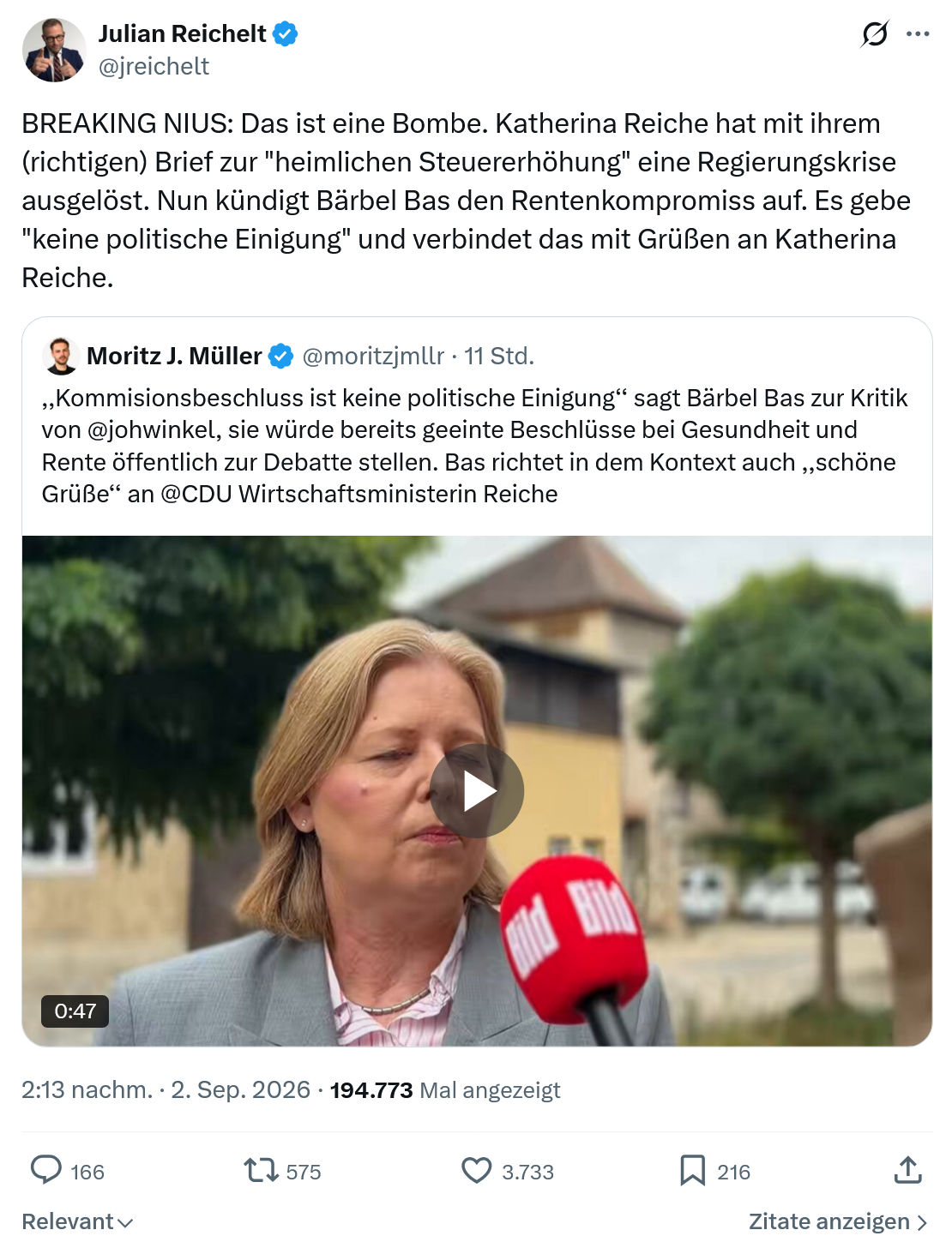 Julian Reichelt: BREAKING NIUS...