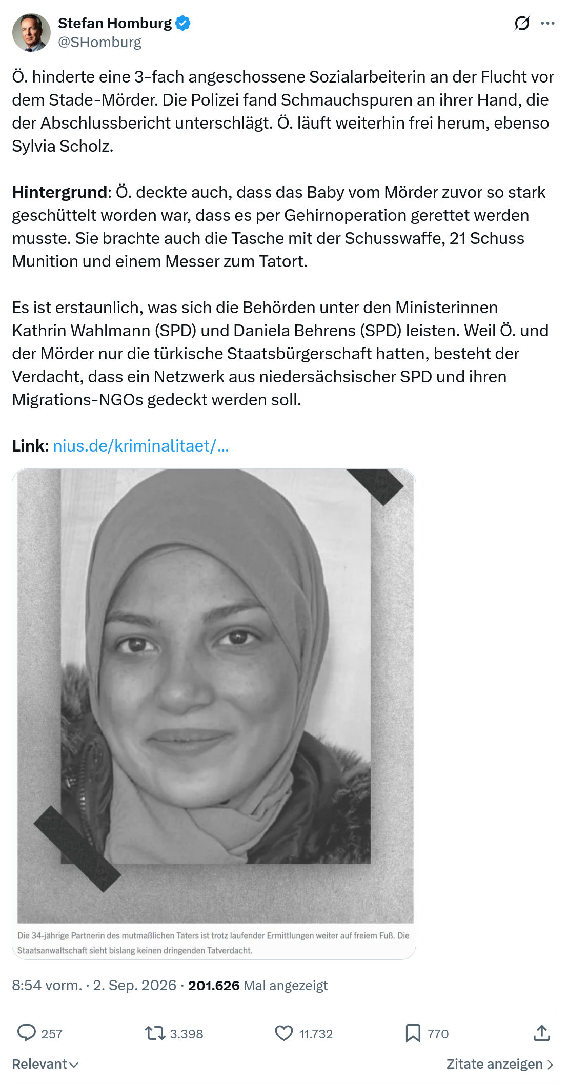 Stefan Homburg: Ö. hinderte eine 3-fach angeschossene...