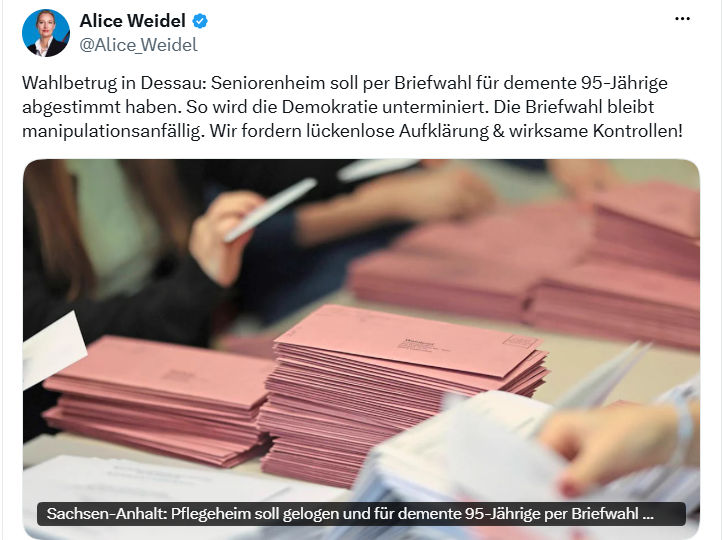 Alice Weidel: Wahlbetrug in Dessau...