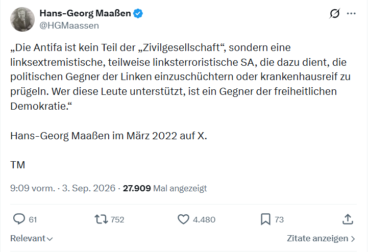 Hans-Georg Maaßen: Die Antifa ist kein Teil...