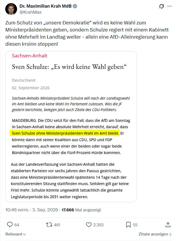 Maximilian Krah: Zum Schutz von „unsere Demokratie“...