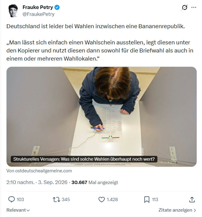 Frauke Petry: Deutschland ist leider bei Wahlen...