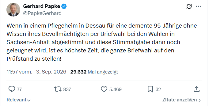 Gerhard Papke: Wenn in einem Pflegeheim in Dessau...