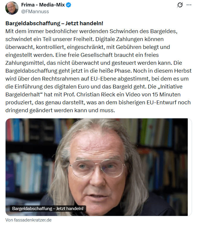 Friedrich Mannus: Bargeldabschaffung – Jetzt handeln...