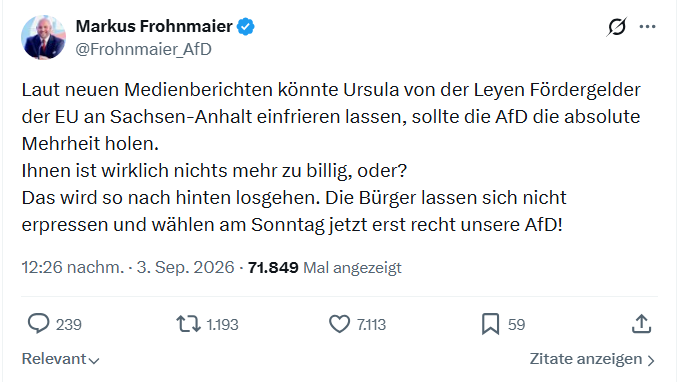Markus Frohnmaier: Laut neuen Medienberichten...
