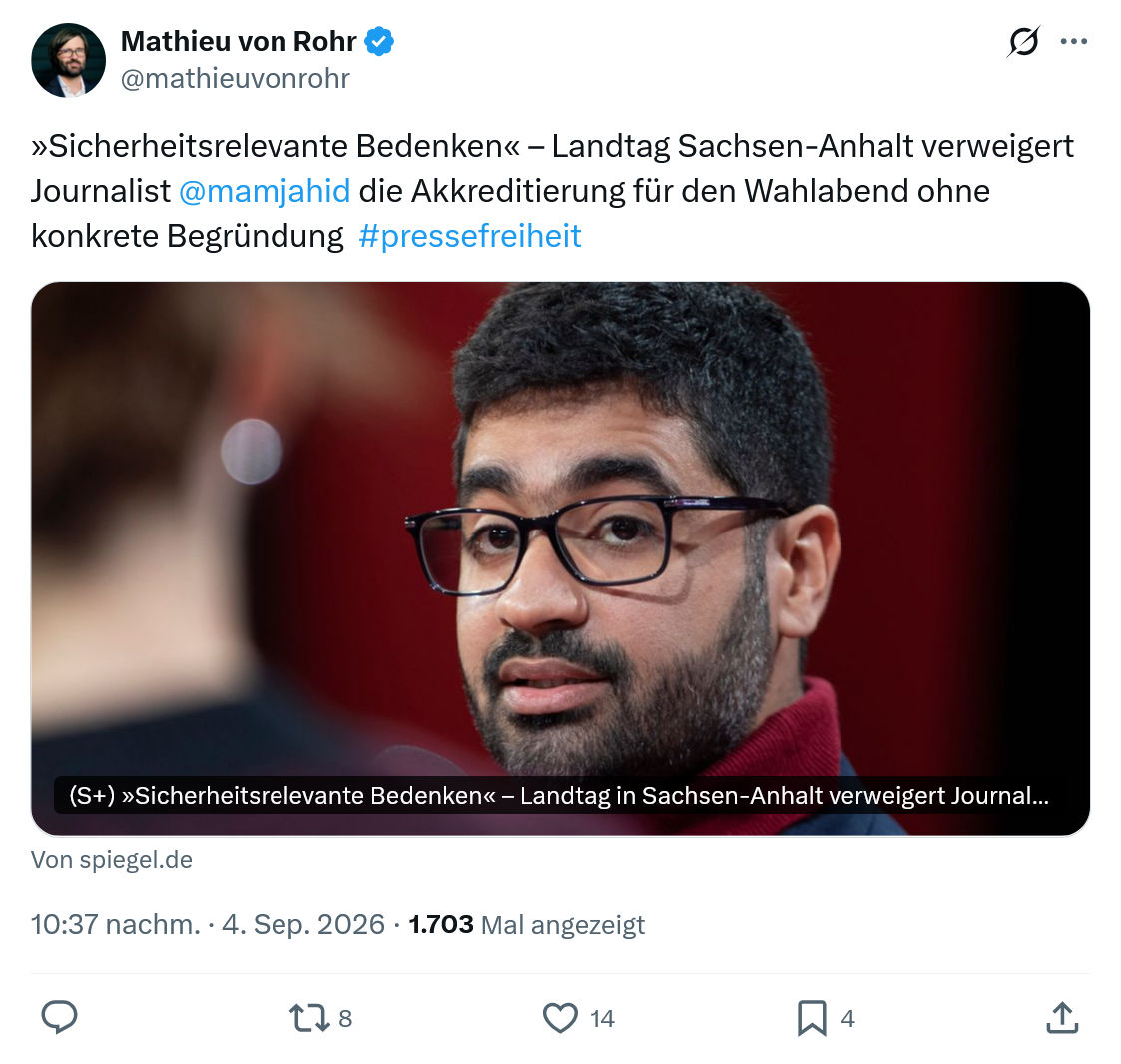 Mathieu von Rohr: »Sicherheitsrelevante Bedenken«...