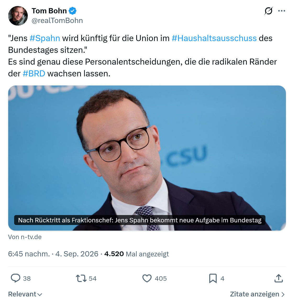 Tom Bohn: Jens #Spahn wird künftig...
