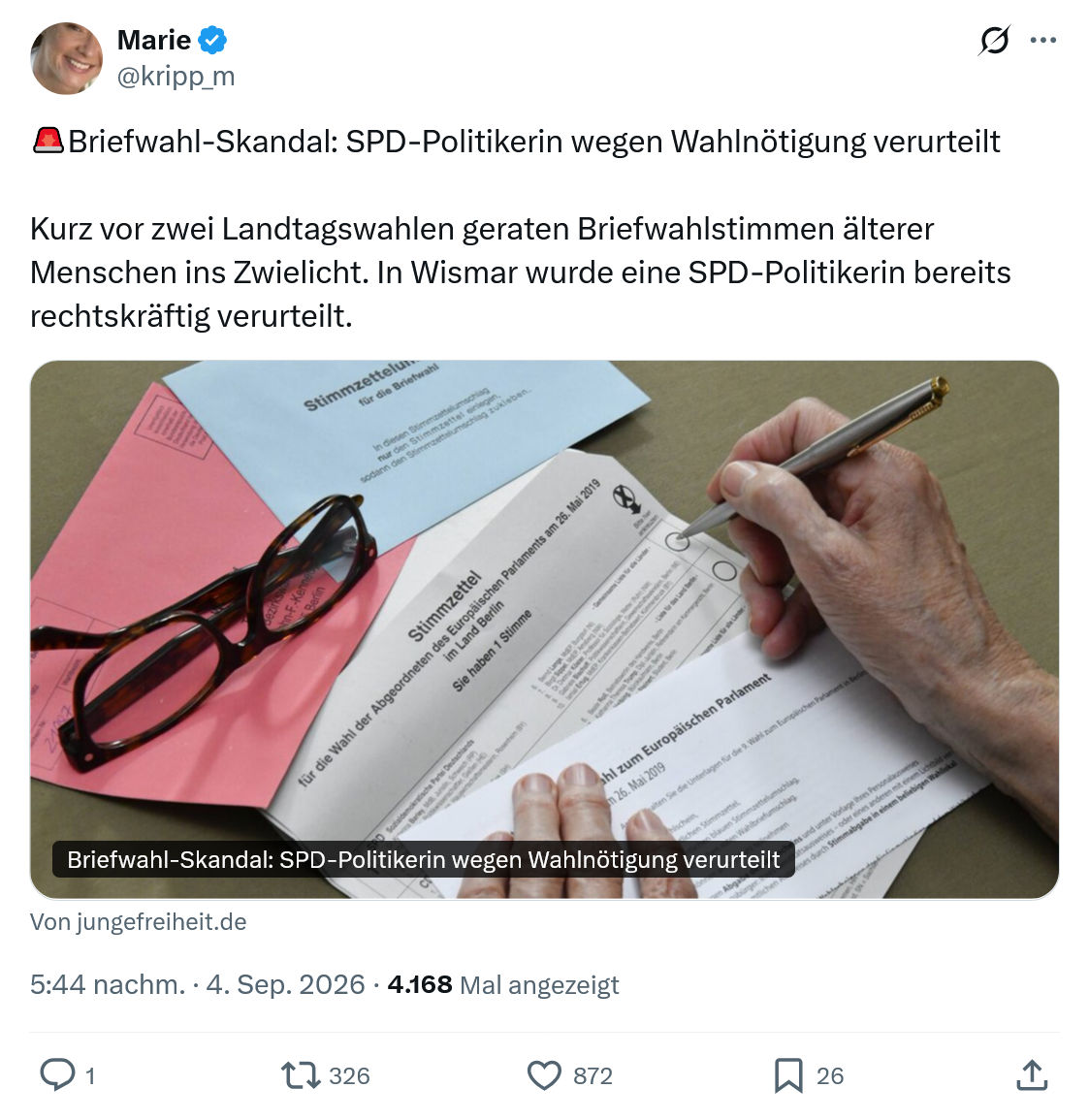 Marie kripp: Briefwahl-Skandal...