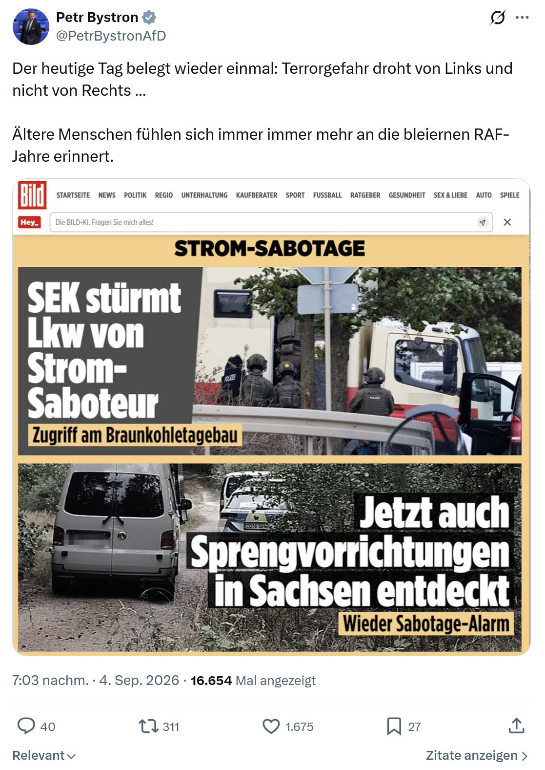Petr Bystron: Der heutige Tag belegt...