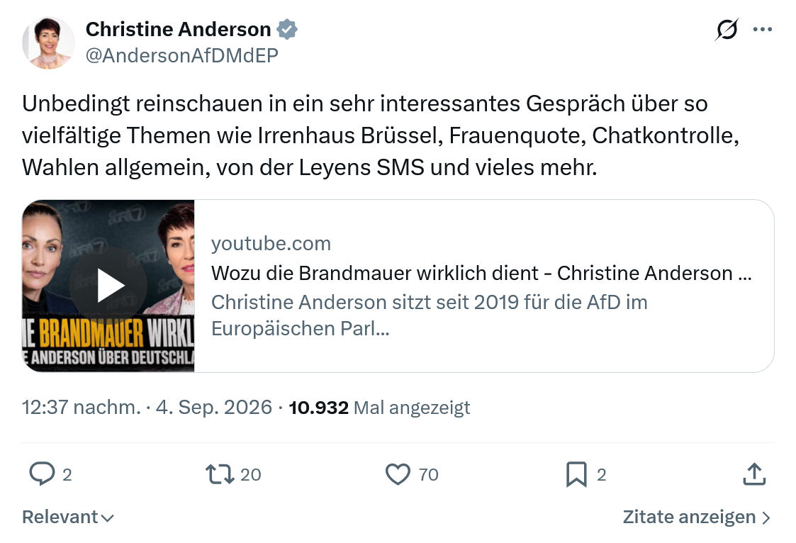 Christine Anderson: Unbedingt reinschauen...