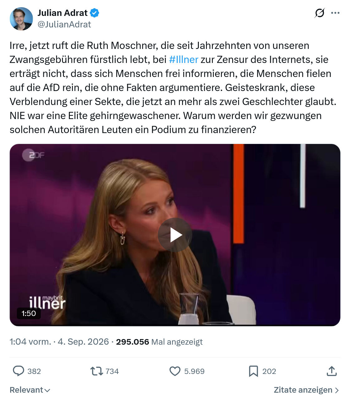 Julian Adrat: Irre, jetzt ruft die Ruth Moschner...