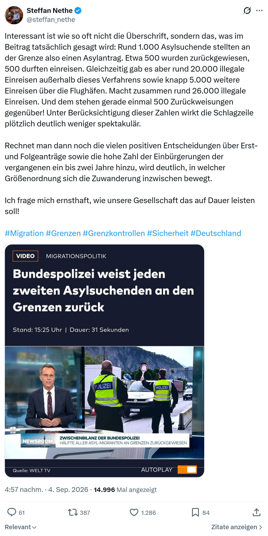 Steffan Nethe: Interessant ist wie so oft nicht die Überschrift...
