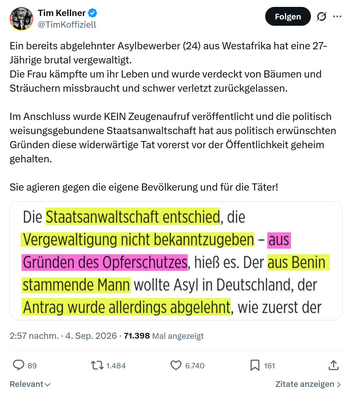 Tim Kellner: Ein bereits abgelehnter Asylbewerber...