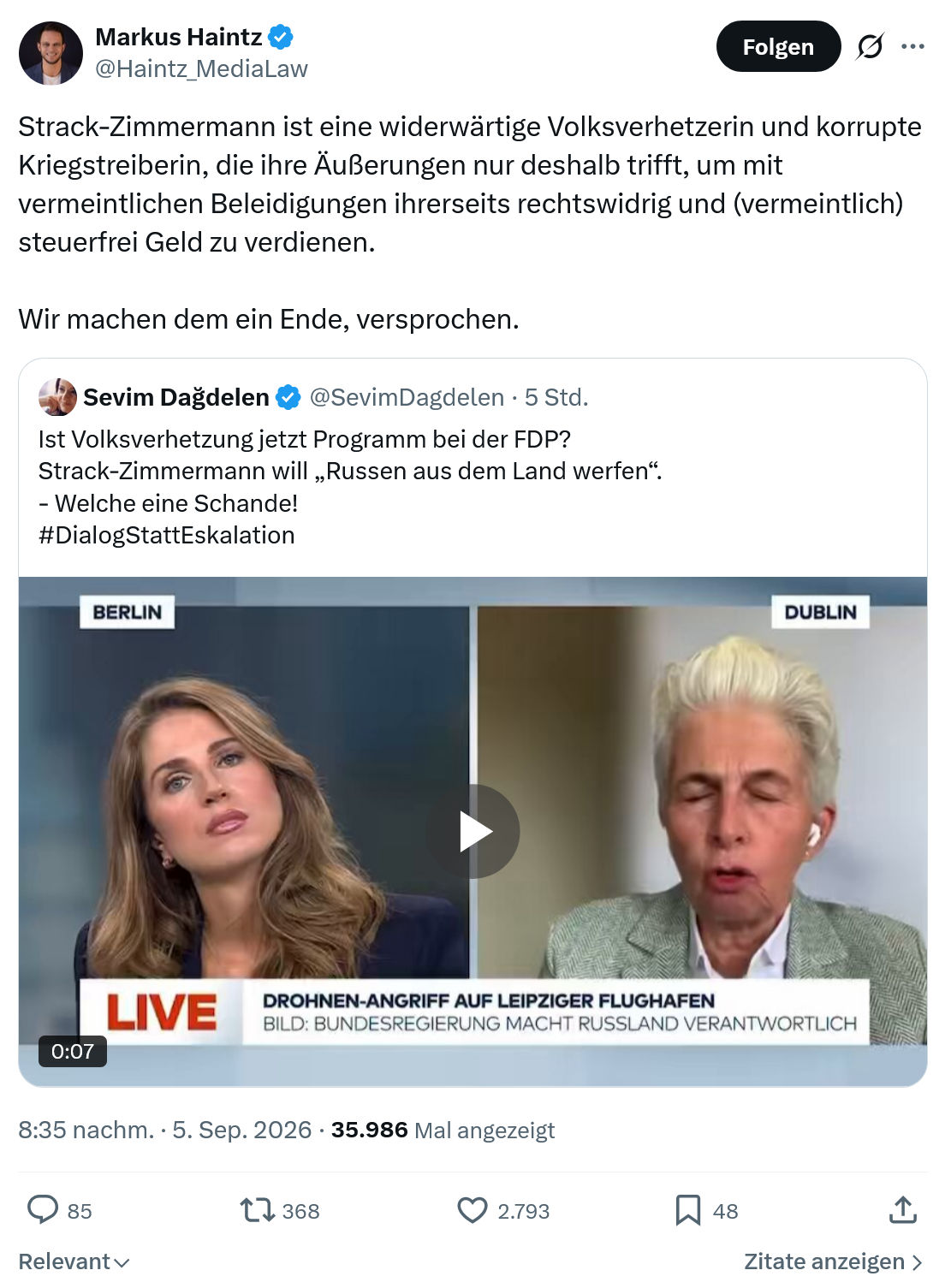 Markus Haintz: Strack-Zimmermann ist eine widerwärtige...