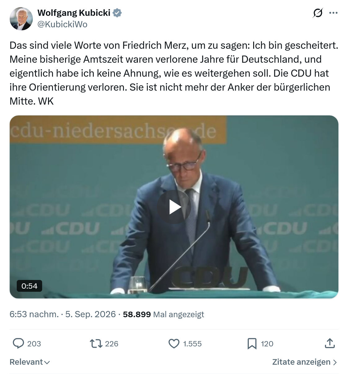 Wolfgang Kubicki: Das sind viele Worte von Friedrich Merz...