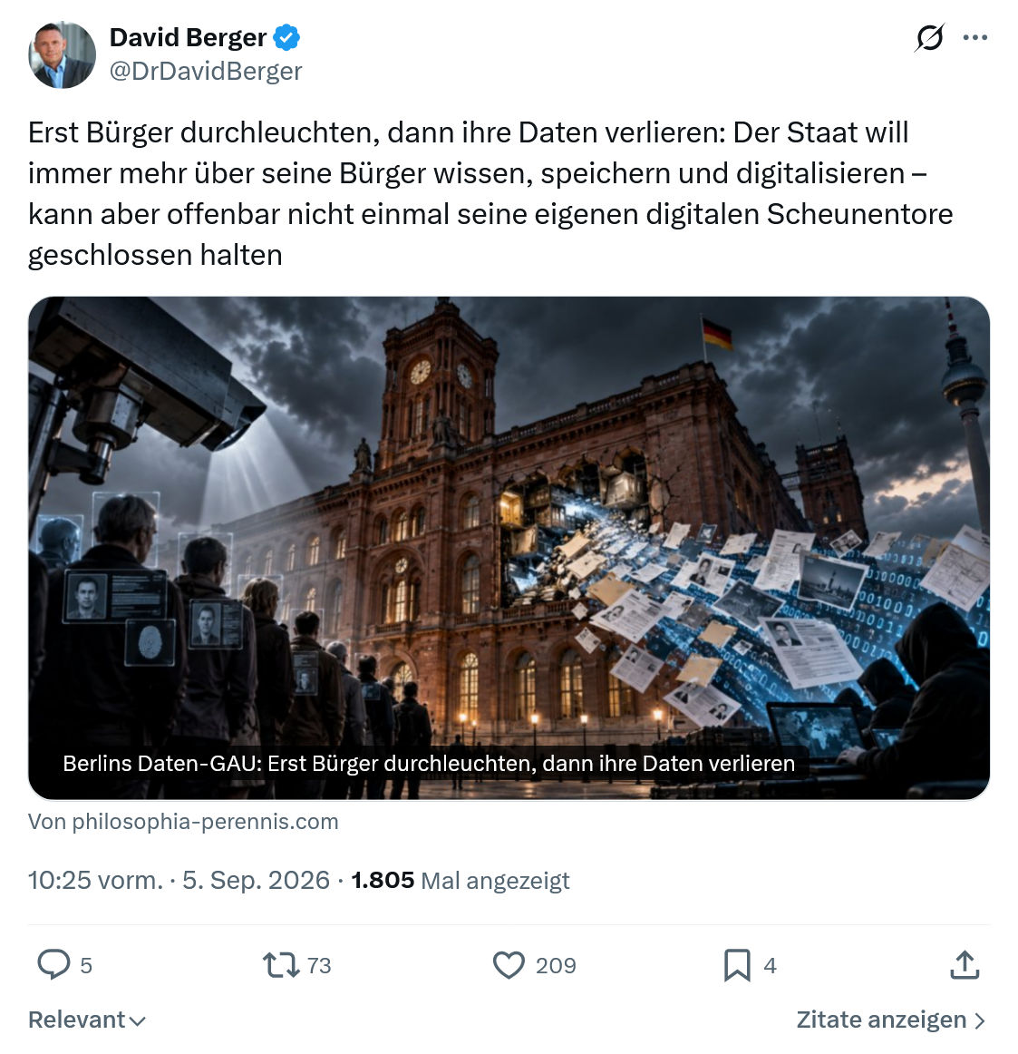 David Berger: Erst Bürger durchleuchten...