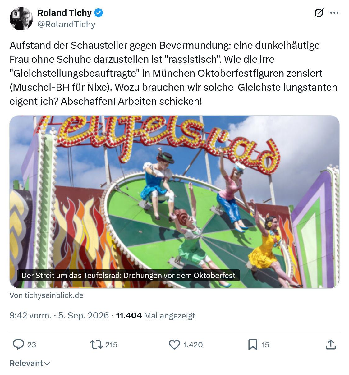Roland Tichy: Aufstand der Schausteller gegen Bevormundung...