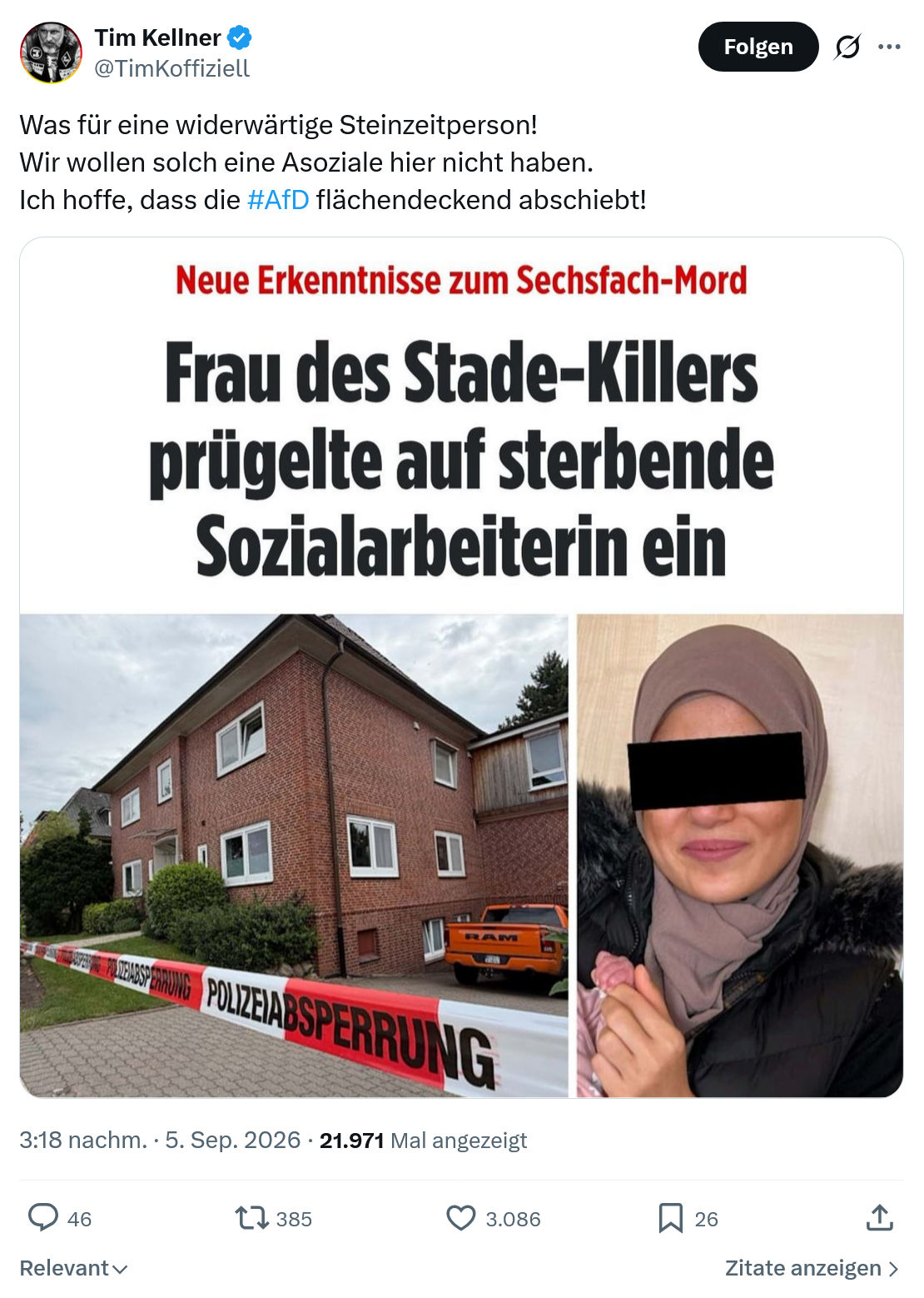 Tim Kellner: Was für eine widerwärtige Steinzeitperson...