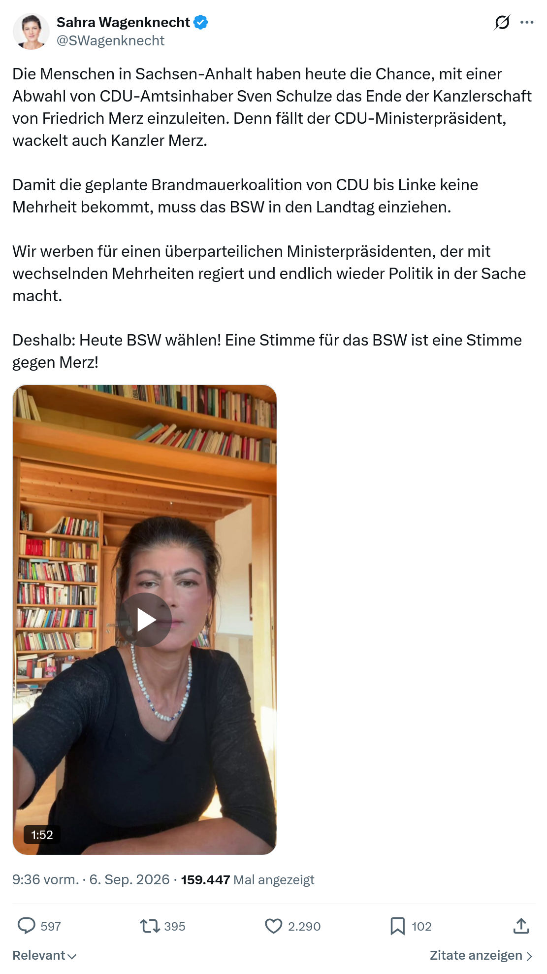 Sahra Wagenknecht: Die Menschen in Sachsen-Anhalt...