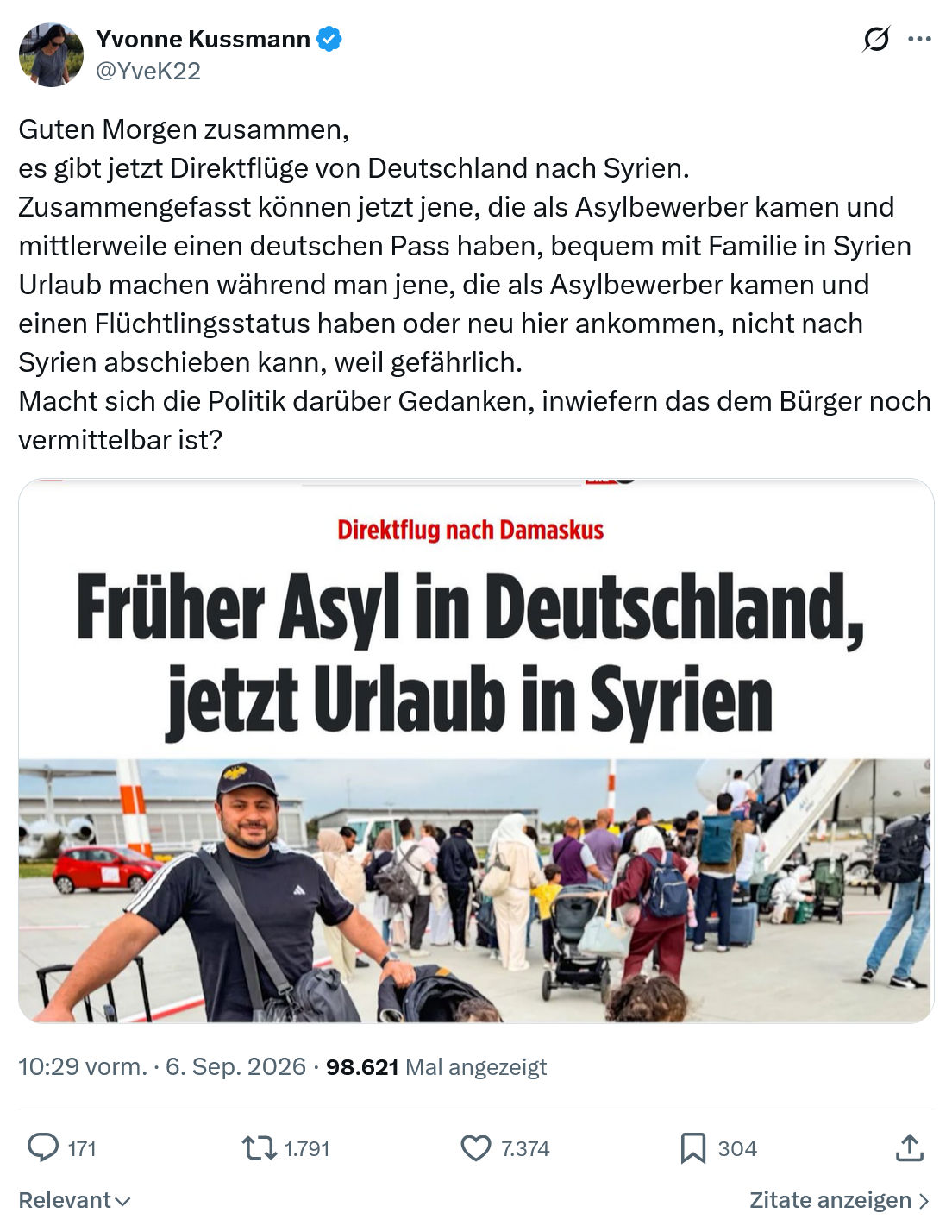 Yvonne Kussmann: Guten Morgen zusammen...