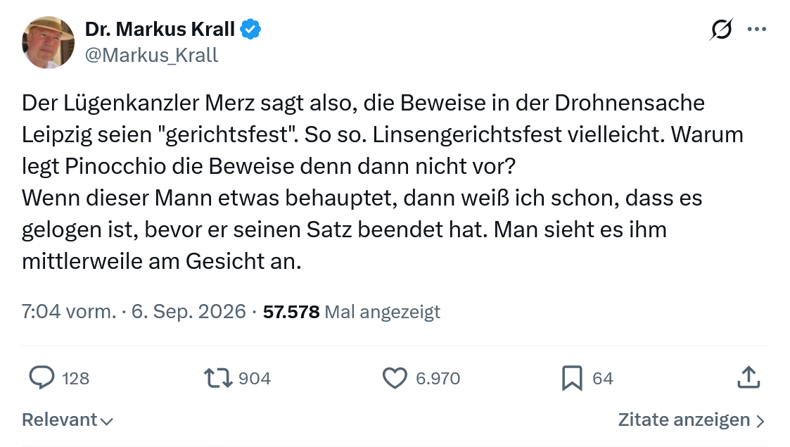 Markus Krall: Der Lügenkanzler Merz sagt also...
