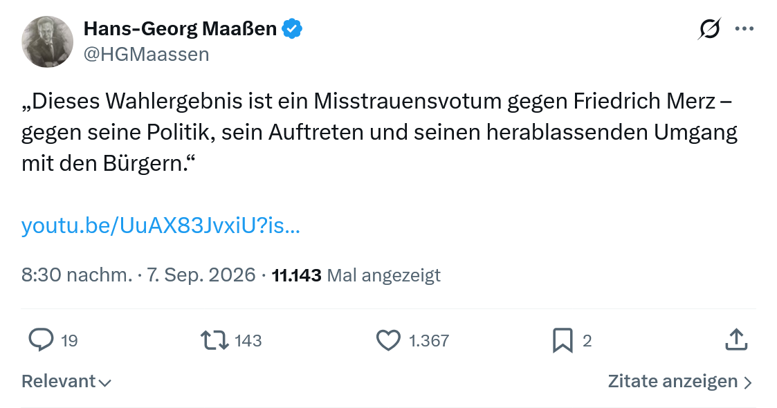 Hans-Georg Maaßen: Dieses Wahlergebnis...
