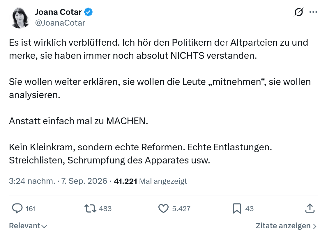 Joana Cotar: Es ist wirklich verblüffend...