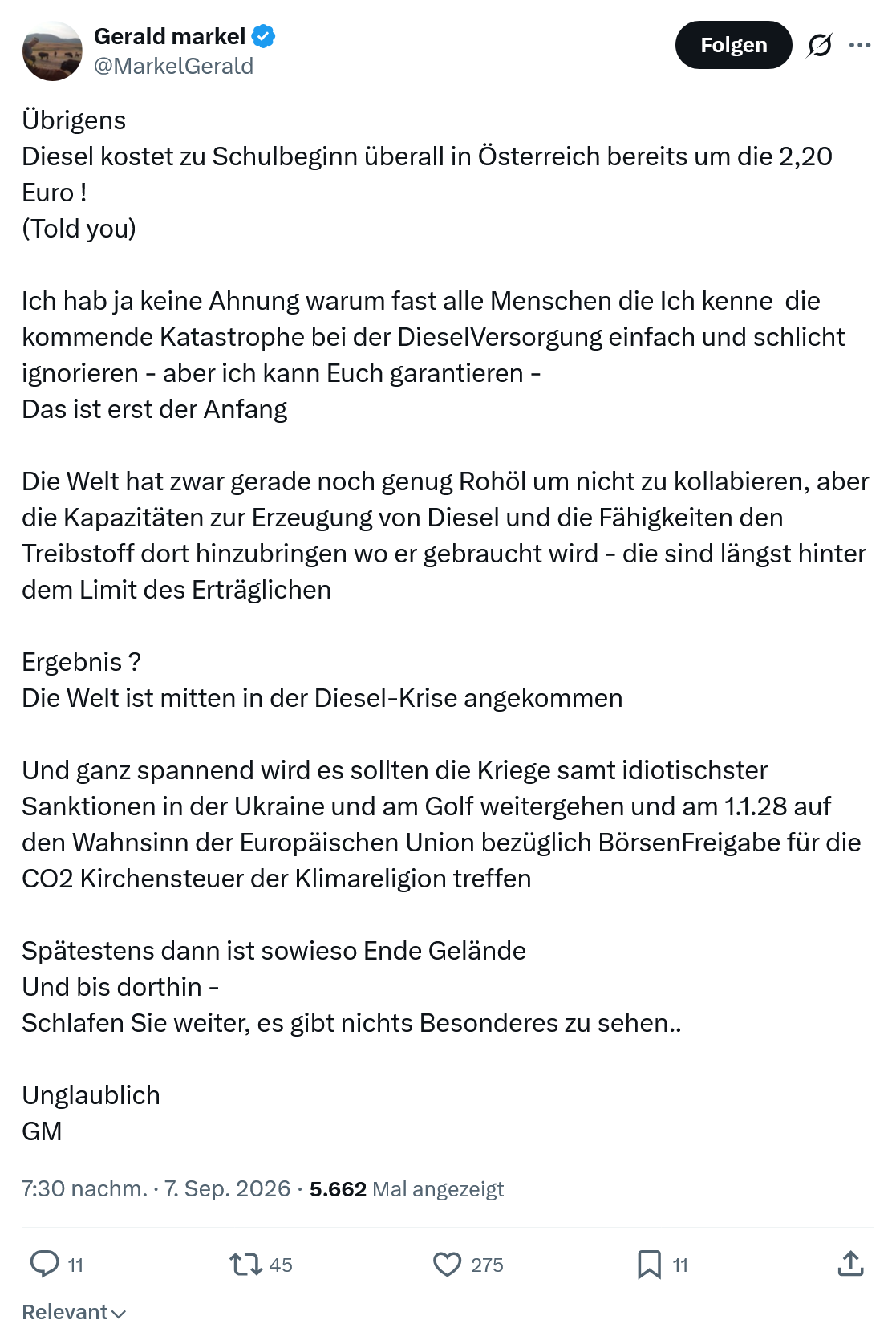 Gerald Markel: Übrigens...