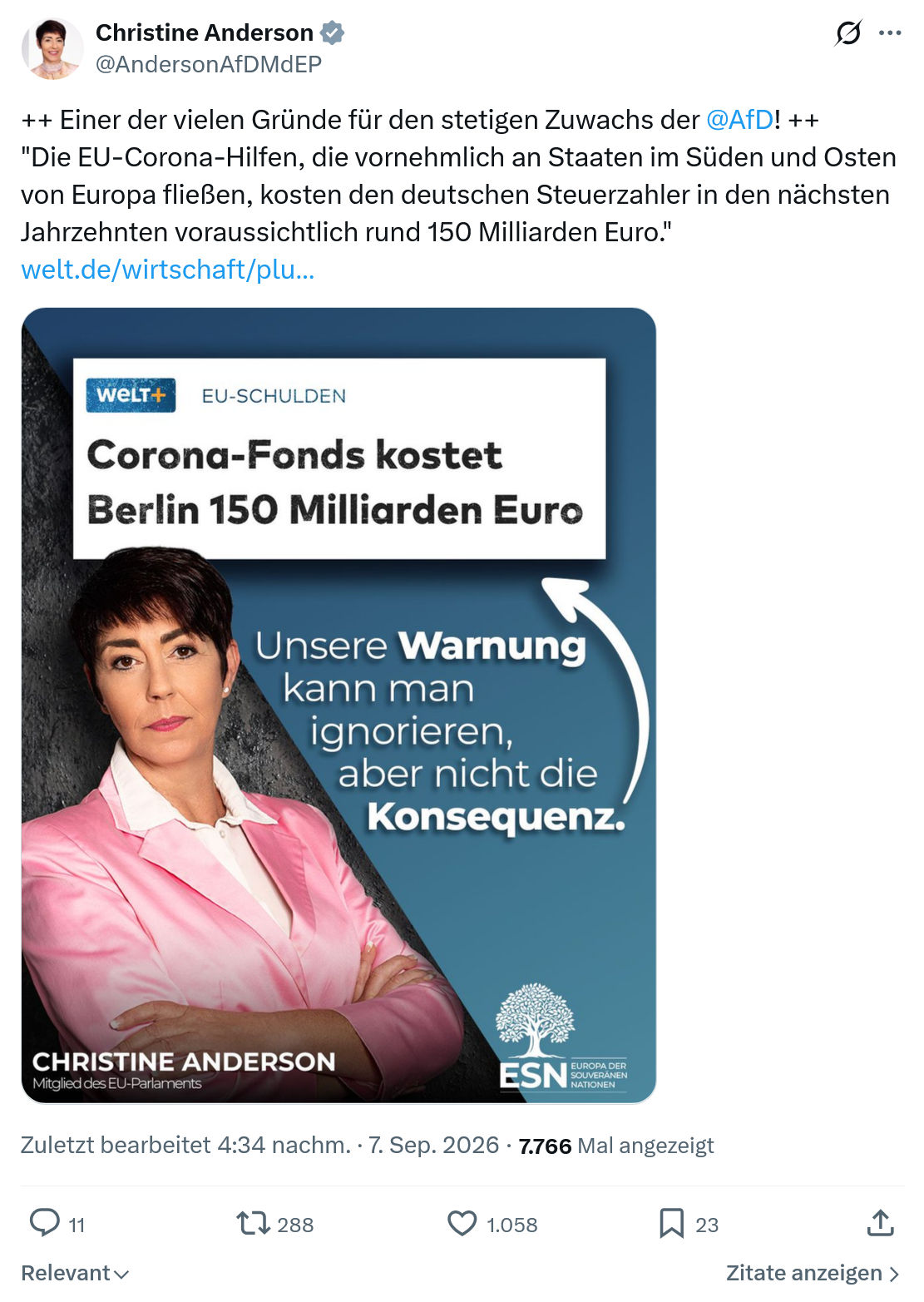Christine Anderson: Einer der vielen Gründe...