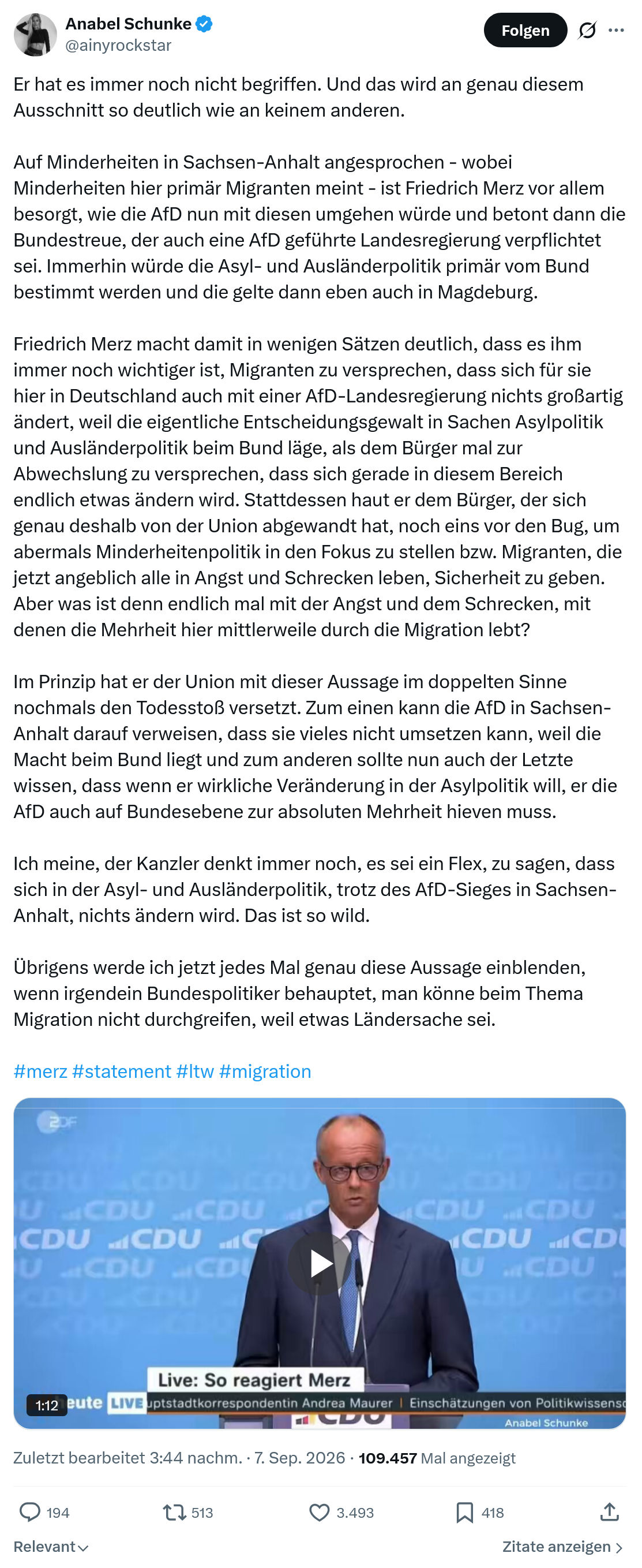 Anabel Schunke: Er hat es immer noch nicht begriffen...