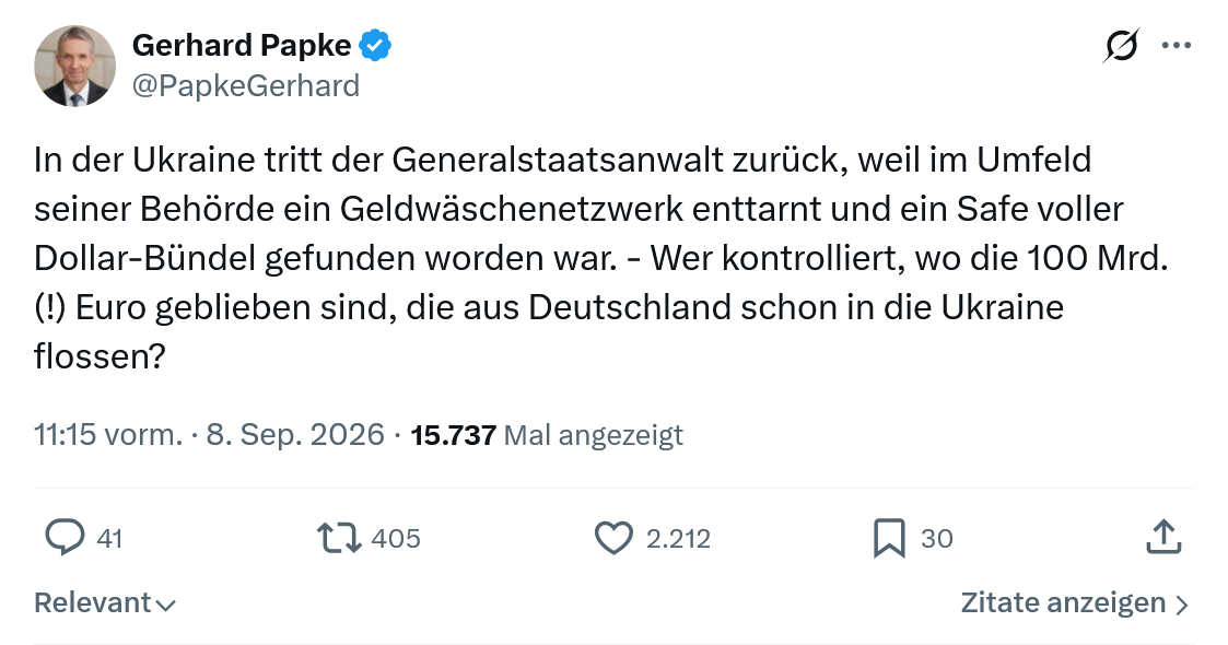 Gerhard Papke: In der Ukraine tritt der Generalstaatsanwalt...