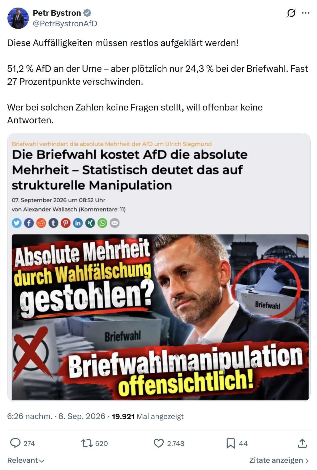 Petr Bystron: Diese Auffälligkeiten müssen restlos...