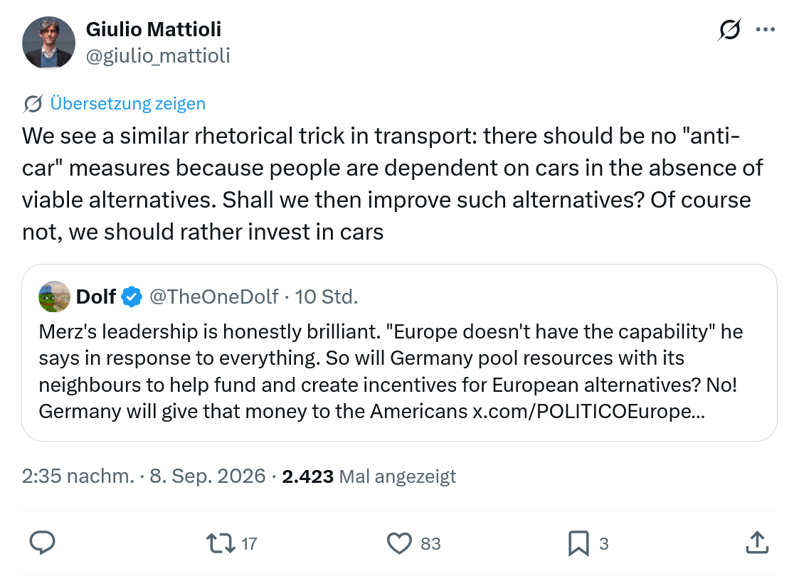 Giulio Mattioli: We see a similar rhetorical...