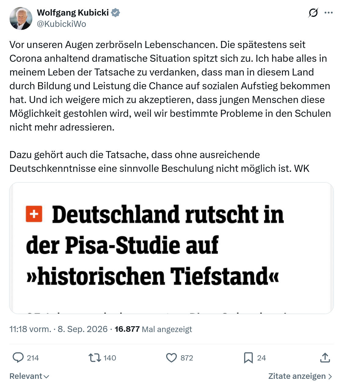 Wolfgang Kubicki: Vor unseren Augen zerbröseln...