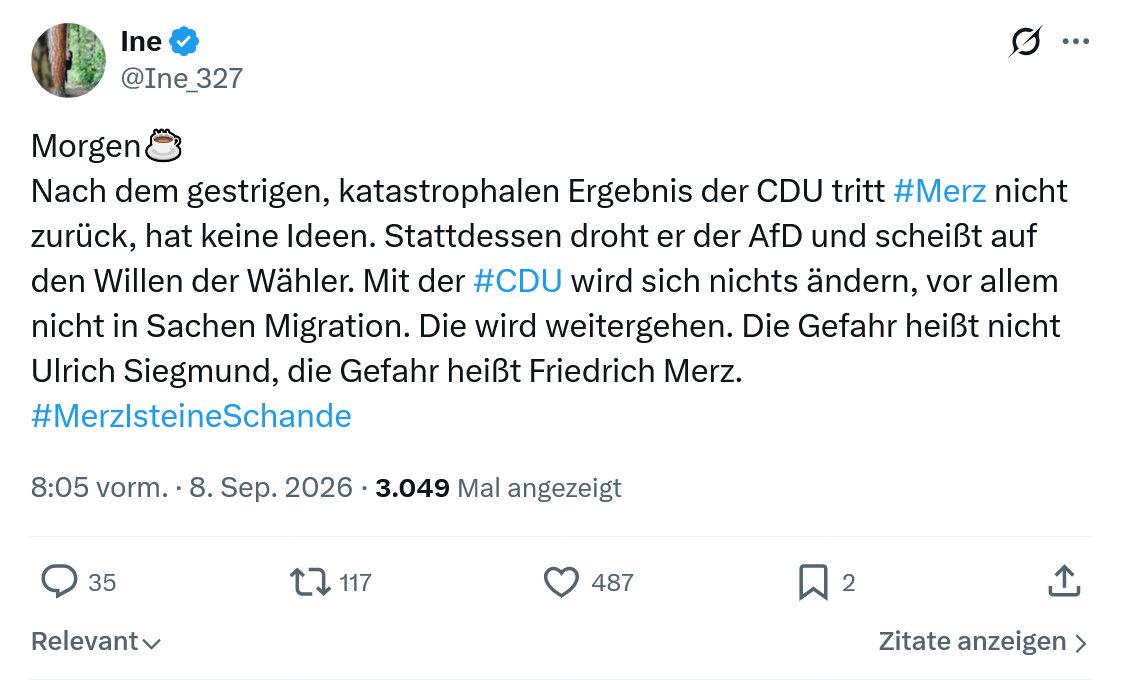 Ine: Nach dem gestrigen...