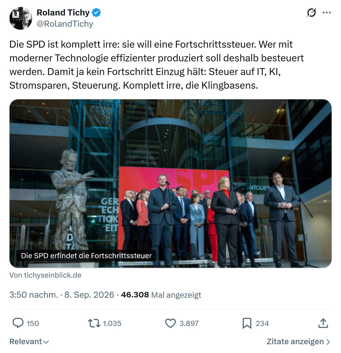 Roland Tichy: Die SPD ist komplett irre...