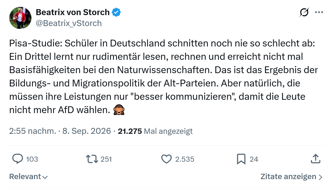 Beatrix von Storch: Pisa-Studie...