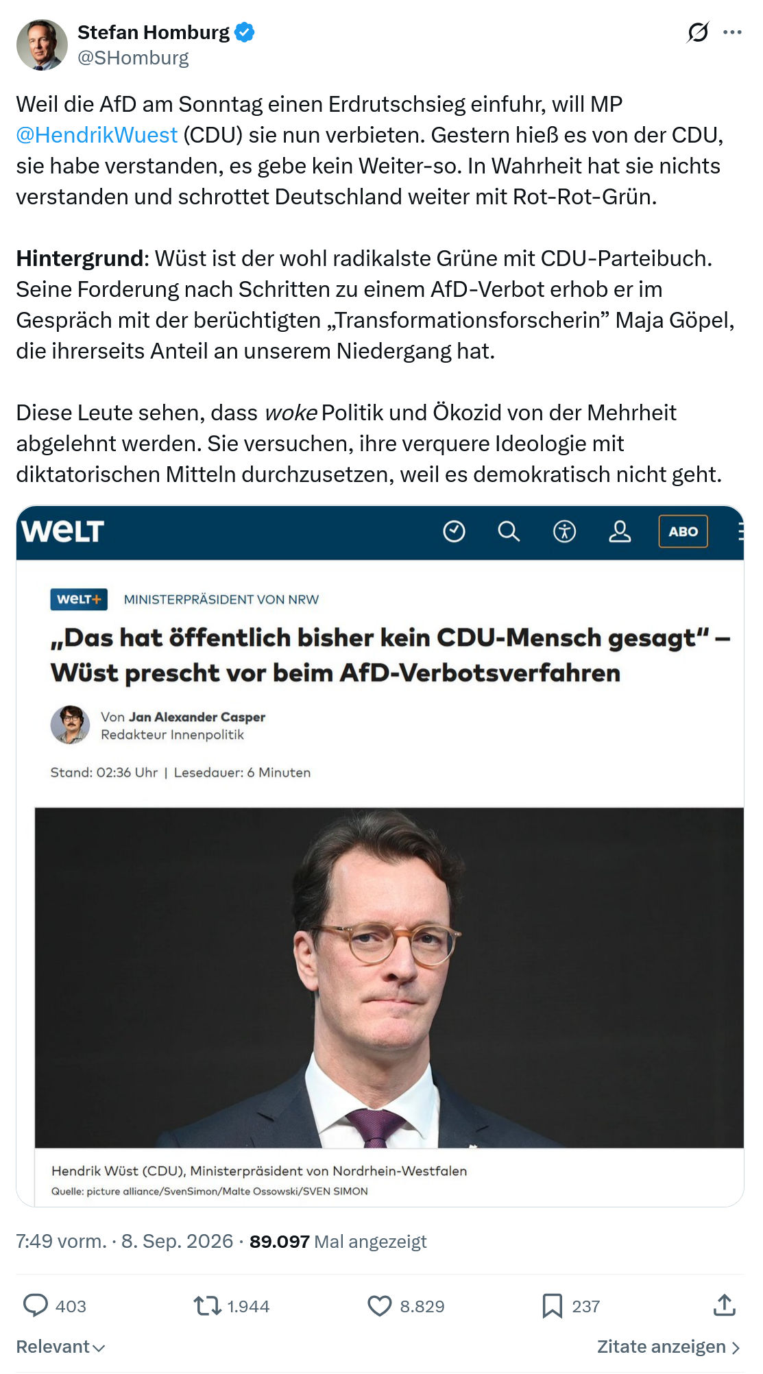 Stefan Homburg: Weil die AfD am Sonntag...